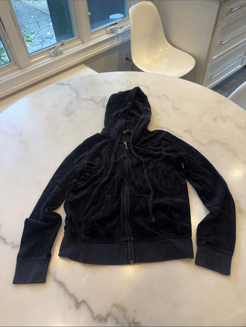 Juicy Couture Black Velour Zip-Up Hoodie